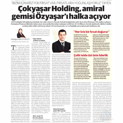 Çokyaşar Holding, amiral gemisi Özyaşar'ı halka açıyor.